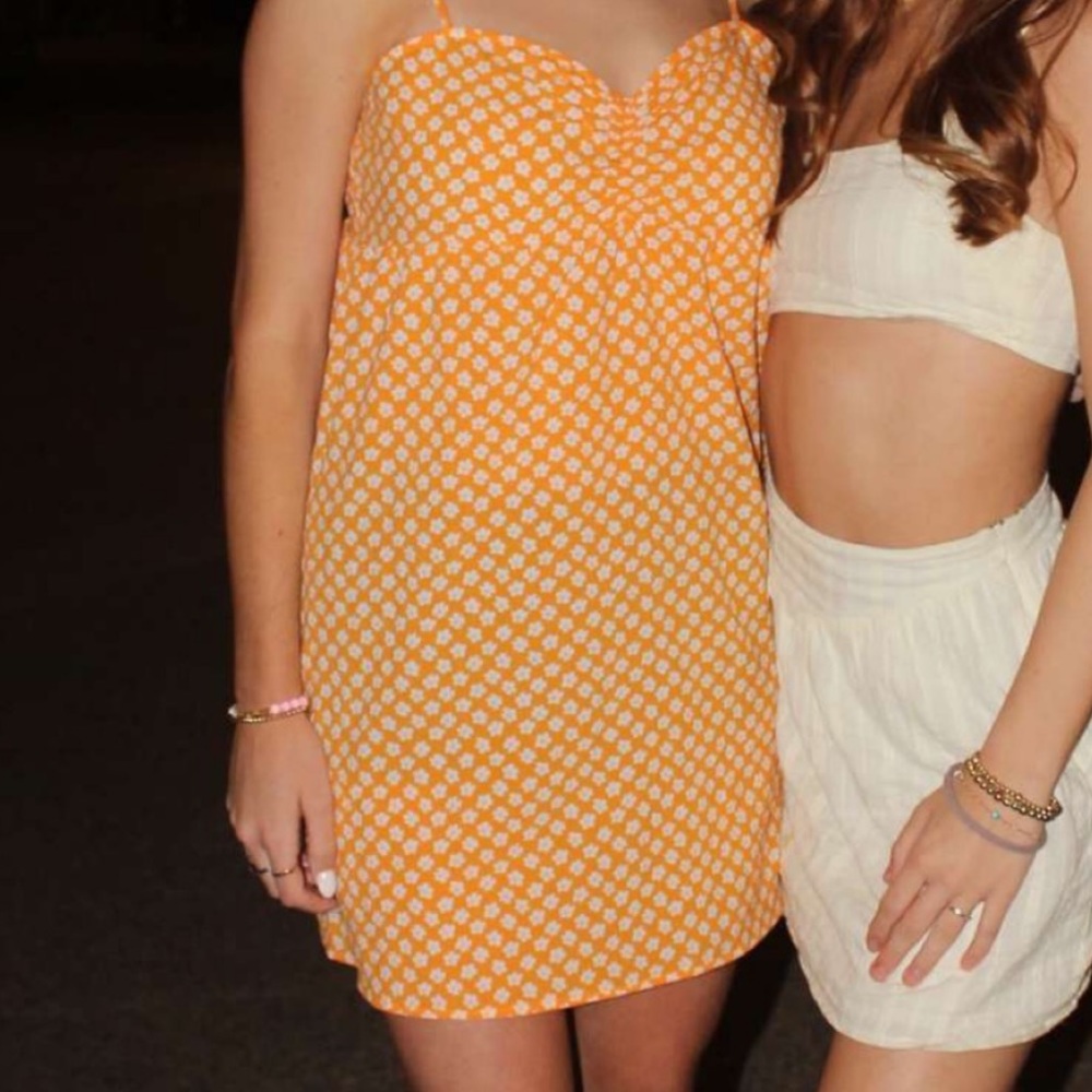 Medium Orange and White Mini Dress